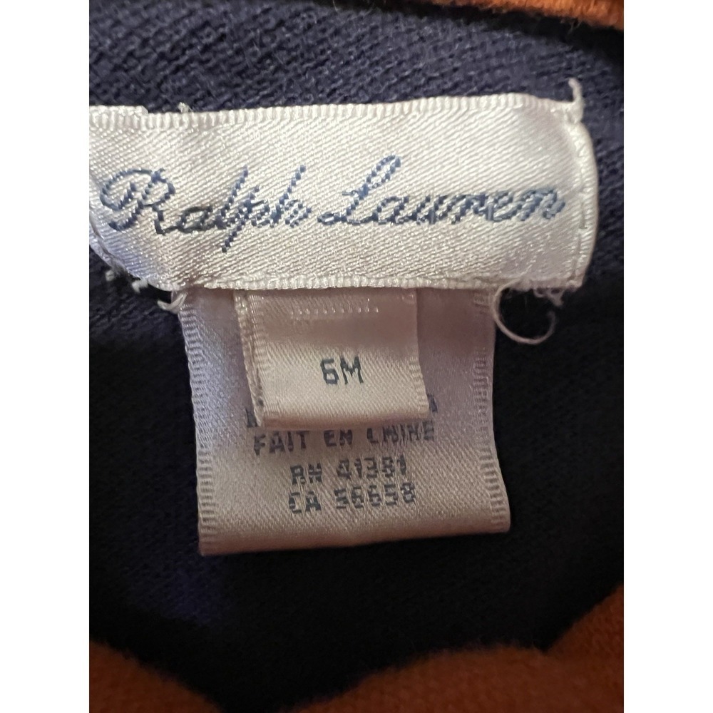 Ralph Lauren 2 Rompers Lot Yellow White Collared And Orange and Navy Long Sleeve - Picture 6 of 14